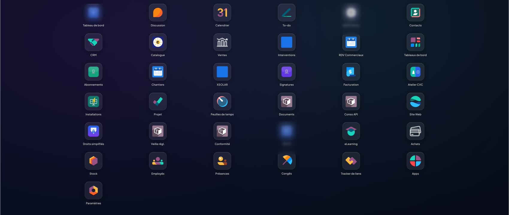 Écosystème d'applications Odoo sur mesure : XSOLAR, Atelier CVC, Chantiers, Interventions, Conformité, e-learning et bien plus